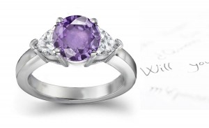 Fine Deep Purple Diamond & Sapphire Ring