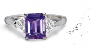 Fine Deep Purple Sapphire Fancy Diamond Engagement Ring