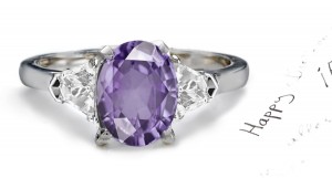 Fine Deep Purple Sapphire Cushion & Diamond Designer Rings