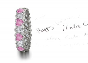 Heart Pink Sapphires & Diamonds Eternity Ring