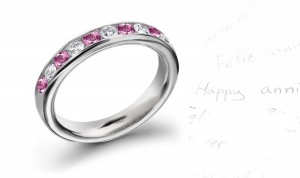 Pink Sapphire & Diamond Ten Stone Ring