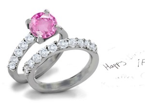 Fine Designer Pink Sapphire Heart Diamond Designer Engagement Ring