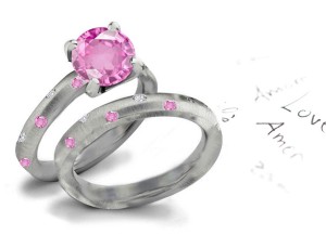 Fine Designer Jewelry: Pink Sapphire Heart Diamond Designer Engagement Ring