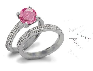 Premier Designer Pink Sapphire Heart Diamond Designer Engagement Ring