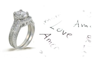 Platinum Hand Engraved Filigree Engagement Setting