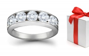 Five Channel Set Round Anniversary Diamond Ring