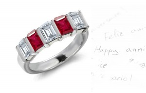 View Diamond Ruby Five Stone Wedding Rings