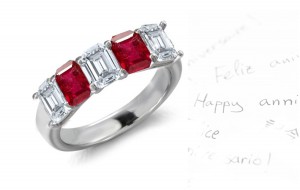 View Ruby Diamond Five Stone Wedding Rings