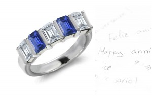 View Diamond & Sapphire Half Wedding Bands Anniversary Rings