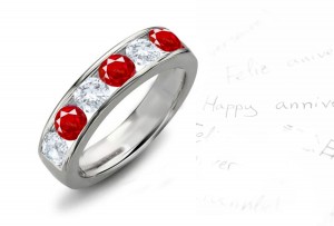 Diamond & Ruby Wedding Rings Anniversary Bands