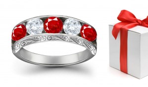 Designer Ruby & Diamond Five Stone Rings