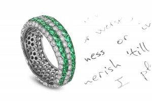 Rich Original Selection: LATEST! Sparkling & Glittering Collosal Micropave Emerald & Diamond Eternity Ring