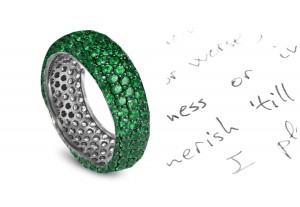 Selected With Considerable Care: NEW ADDITION! Richly Handcrafted Four Row All Emerald Micropave Platinum Ring