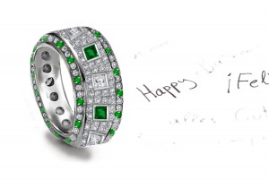 Perfect In All Its Details: Antique Micropave Emerald Diamond Square Bezel Band