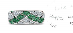 NEW STYLE: 14k Gold Antique Micropave Diamond & Emerald Diamond Rhomboid Frame Ring