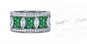 Great Returns Assured: Designer 6 mm Wide Micropave Diamond Emerald Navette Band