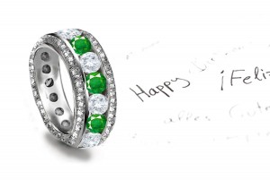 UNUSUAL ADVANTAGES: More Intense & Dark Vivid Green 14k Gold Diamond & Emerald Decorated Ring