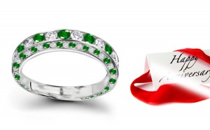 "Gem of Gems": Micropave Diamond & Emerald Eternity Ring To Cherish with Green Darker in Proportion