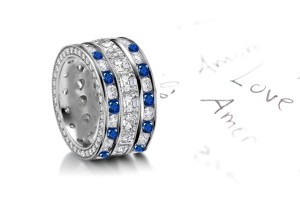 Big Sapphire & Diamond Eternity Sparkling Diamond Ring