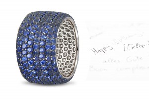 Pave Set Diamond Sapphire 14k Yellow Gold Ring 