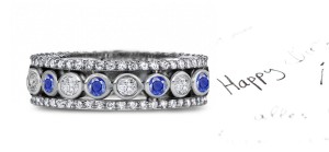 Stacked Bezel & Prong Settings with Sapphires & Diamonds