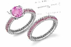 Glittering: Outstanding Pink Sapphire & Diamond Micro Pave Ring