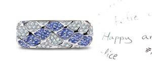 Exclusive Art Deco Sapphire & Diamond Mesh Pattern Band