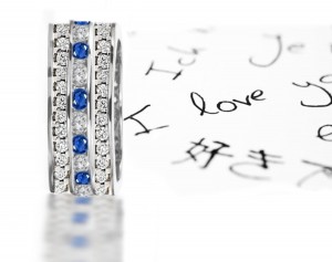Three Sapphire & Diamond Eternity Wedding Band in Gold