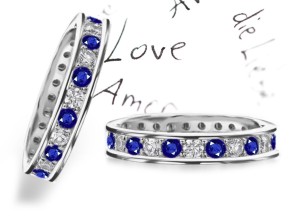 Prong Set Sapphire & Diamond Eternity Band in 1.0 to 5.0 cts