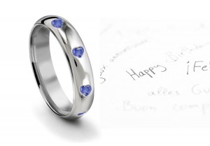 Burnish Set Heart Sapphire Eternity Ring