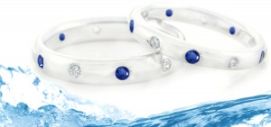 Blue Sapphire and Diamond Eternity Anniversary Band