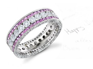 Gold Women's Pink Rich Hue Diamond & Sapphire Engagement Ring