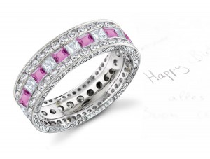 Platinum Women's Pink Rich Hue Diamond & Sapphire Engagement Ring