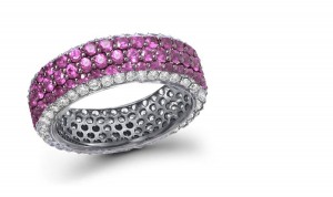 On a grand scale, Afabulous Pave Set Women's Pink Sapphire & Diamond Eternity Band