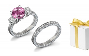 Vintage: Engraved Pink Sapphire Diamond Ring Availability: In stock