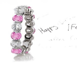 Breathtaking: Women's Pink Beautiful Sapphire & Diamond Eternity Rings