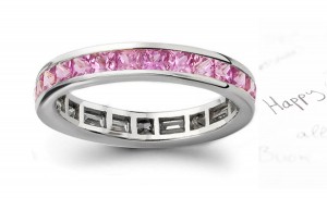 Women's Pure Pink Sapphire Gemstone Square Eternity Ring