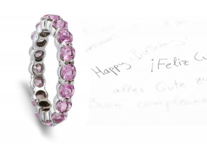 Women's Pure Pink Sapphire Gemstone Round Eternity Ring