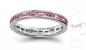 Women's Pure Pink Sapphire Gemstone Baguette Eternity Ring