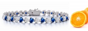 New Heart Blue Sapphire & Heart Diamond Circle Bracelet and Necklace