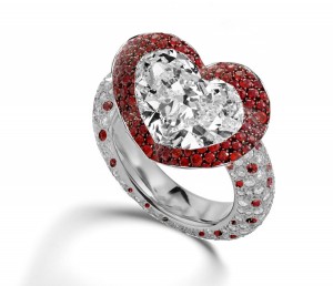 Latest Collection: Delicate Halo Micropave Ruby and Diamond Engagement Rings With Side Accents