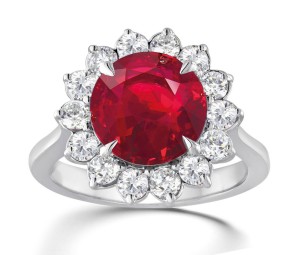 Latest Collection: Ruby and Diamond Flower Bloom Engagement Rings With Side Accents