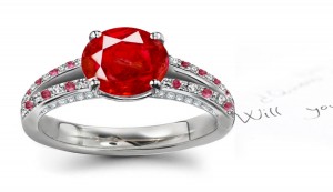 The Most Precious Among Hindus: Creative & Expressing Ruby & Diamond Split Curved Shank Panels, Dome Gold Ring So Fair With Its Gay Color