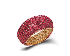 Eternity Ring with Pave Set Rubies in Gold or Platinum