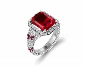 Delicate French Micro Pave Butterfly Rings Featuring Vivid Red Rubies & Sparkling Diamonds