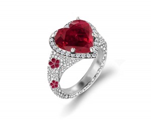 Delicate French Micro Pave Flower Rings Featuring Vivid Red Rubies & Sparkling Diamonds