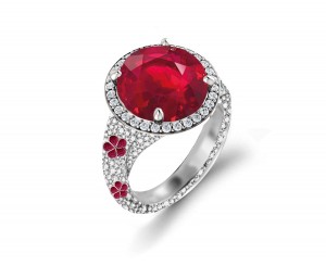 Delicate French Micro Pave Flower Rings Featuring Vivid Red Rubies & Sparkling Diamonds