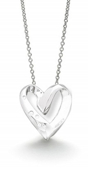 Platinum burnish set heart pendant and platinum chain