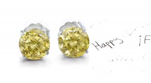 Various Combinations of Colored Diamonds Designer Collection - Yellow Colored Diamonds & White Diamonds Fancy Yellow Diamond Open-Work Earrings