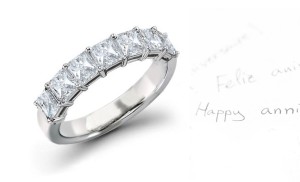 Seven Stone Princess Cut Diamond Anniversary Wedding Ring in Gold